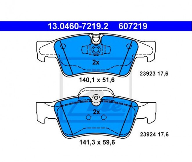 Bremsbelagsatz Bremsbeläge Bremsklötze Hinten ATE 13.0460-7219.2