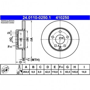 2x Bremsscheibensatz Hinterachse ATE 24.0110-0250.1