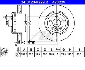 2x Bremsscheiben Ø330mm Hinten ATE 24.0120-0229.2